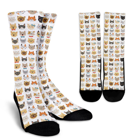 Cat Faces Socks (White)