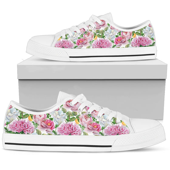 Watercolor Floral Women's Low Top Shoes