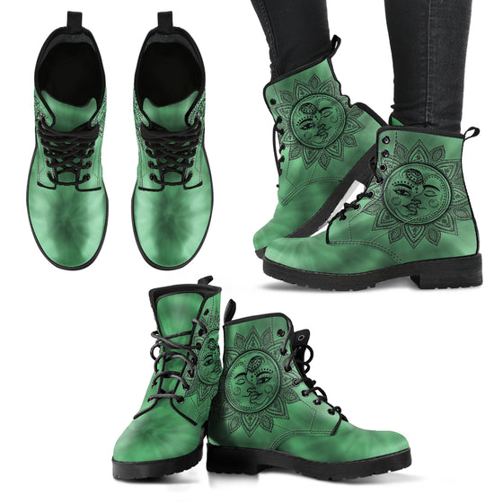 TieDye Sun and Moon Women's Leather Boots