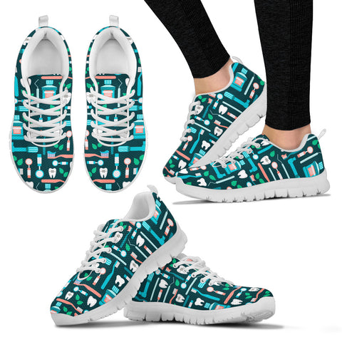 Dental Instrument Pattern Sneakers - Women's Sneakers