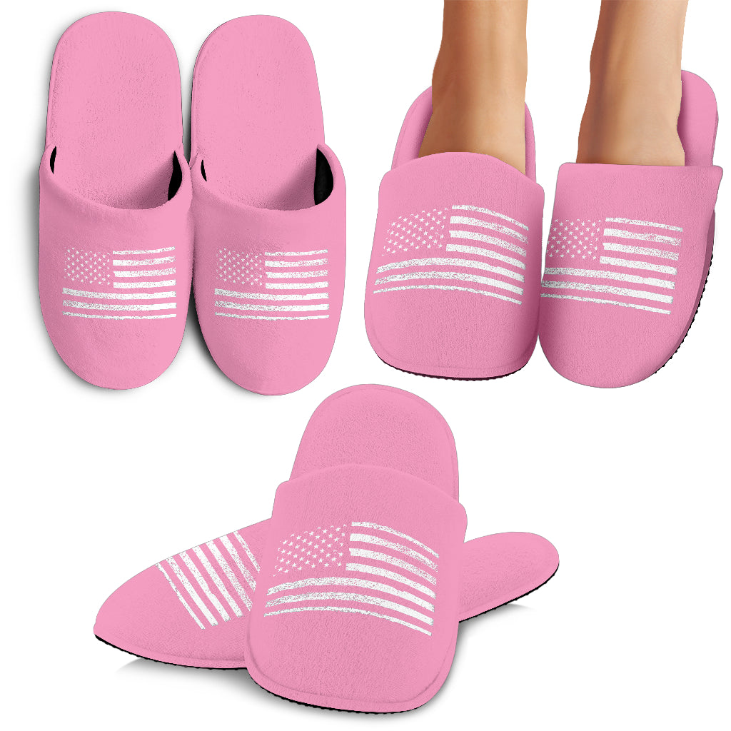Pink USA Flag Slippers