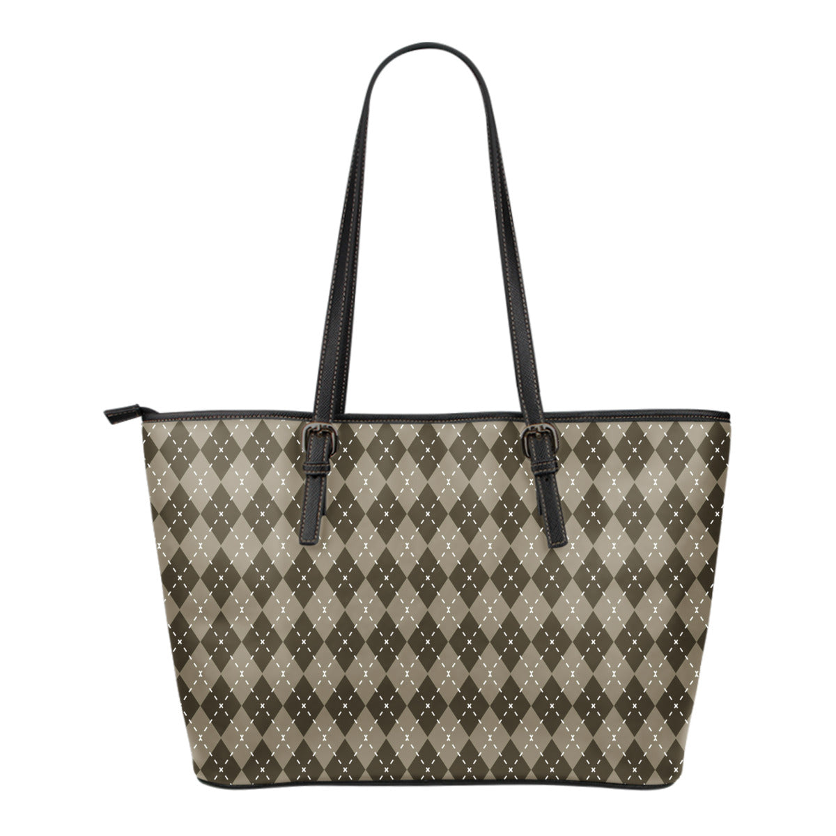 Chocolate Argyle Small Leather Tote Bag