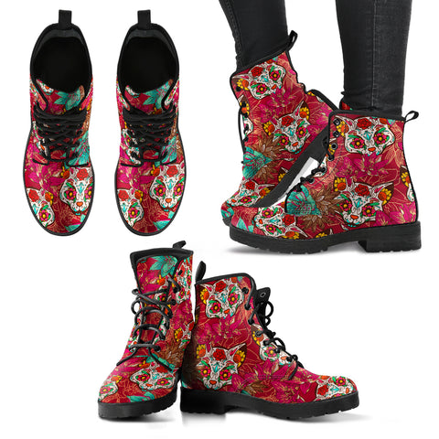 Sugar Skulls Cat Women's Leather Boots