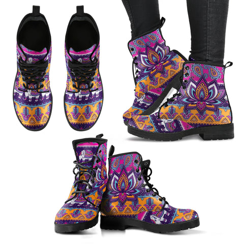Colorful Lotus Women's Leather Boots