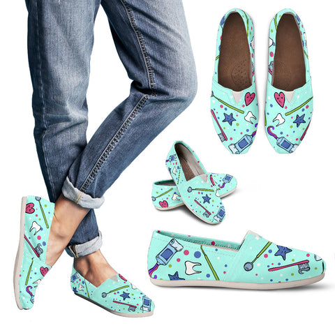 Mint Stars Hearts Dental Women's Casual Shoes
