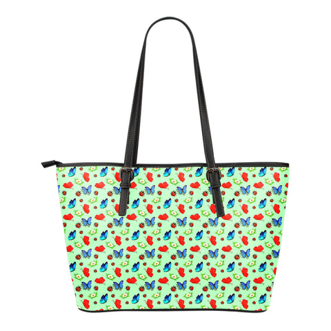 Butterfly Garden Small Leather Tote Bag
