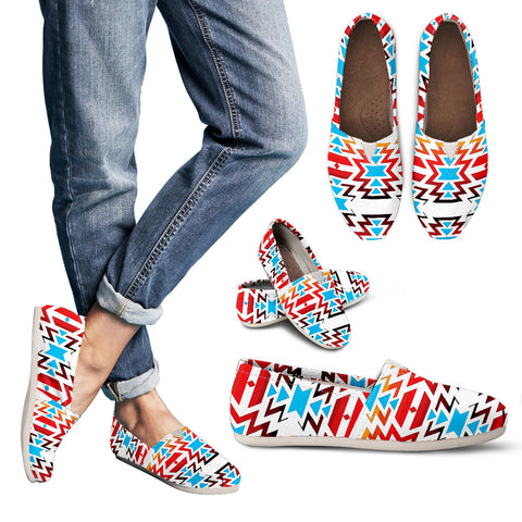 White Fire and Turquoise Women's Casual Shoes
