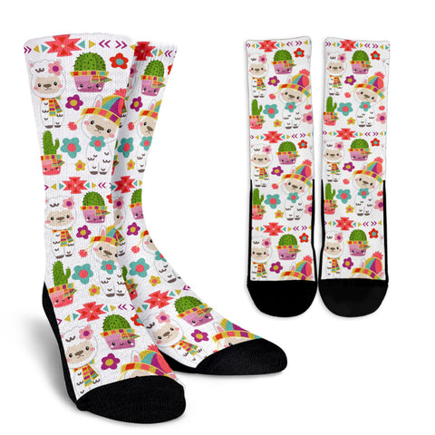 Holiday Llama Crew Socks