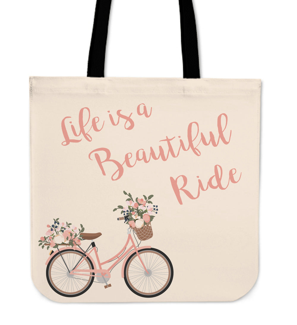 LIFE IS A BEAUTIFUL RIDE TOTE BAG