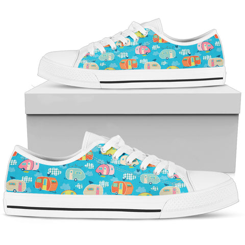 Womens Low Top - White - Cute Camper
