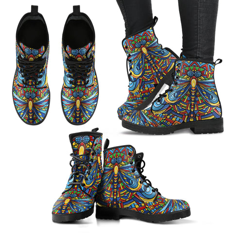 Colorful Dragonfly Women's Leather Boots