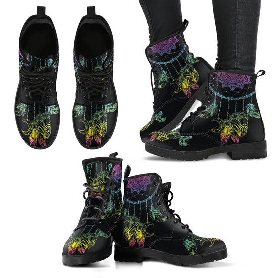 Colorful Dream Catcher Women's Leather Boots