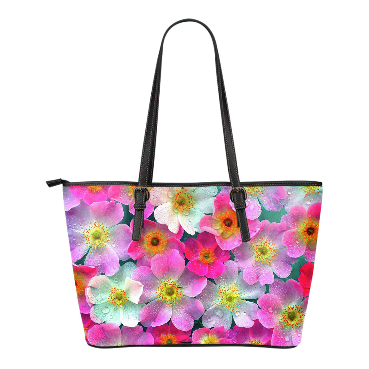 Bright Flowers Small Leather Handbag