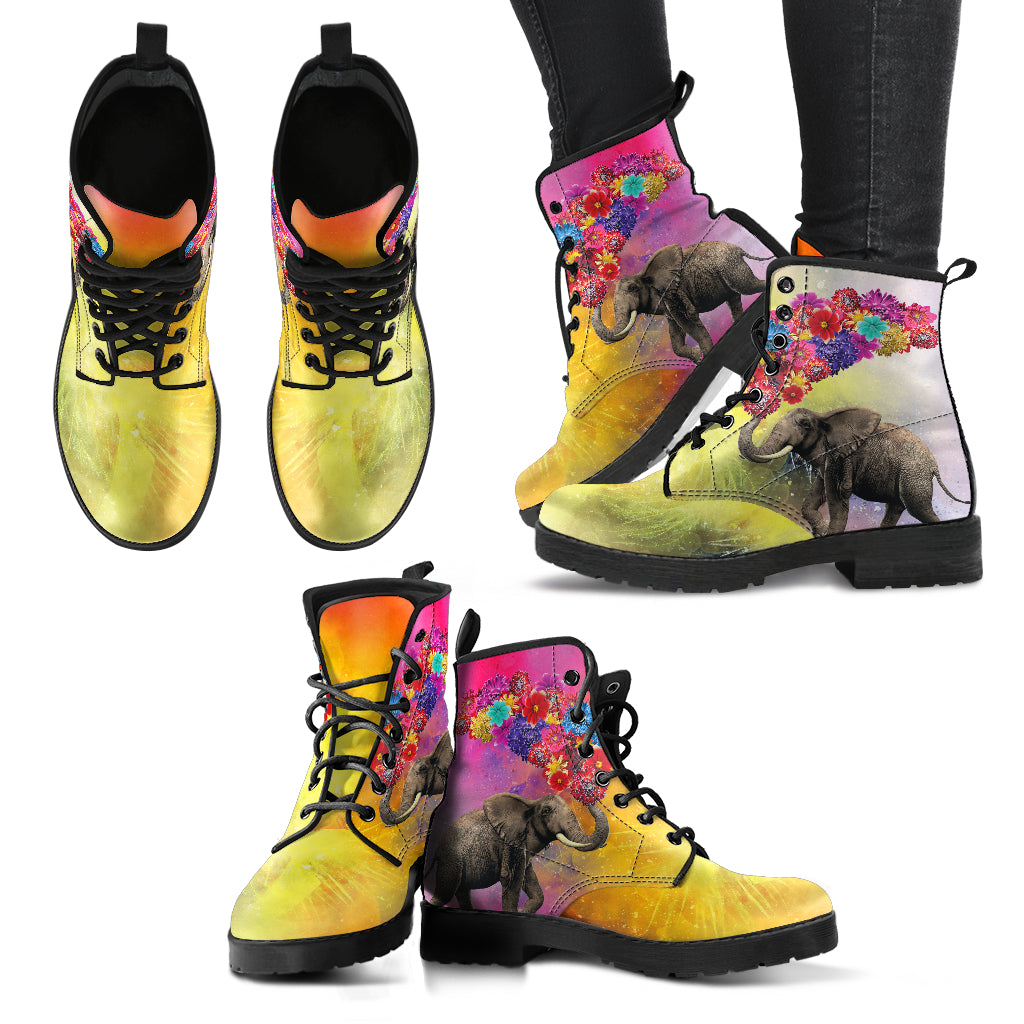 Elephant With Balloons Women's Leather Boots