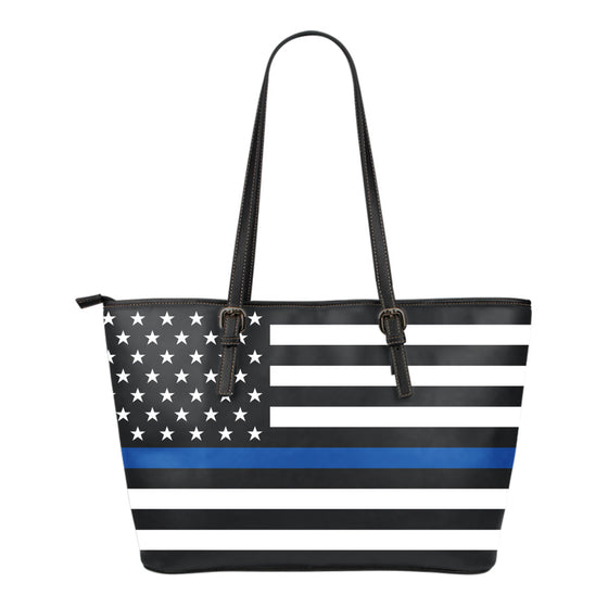 Thin Blue Line Small Leather Tote