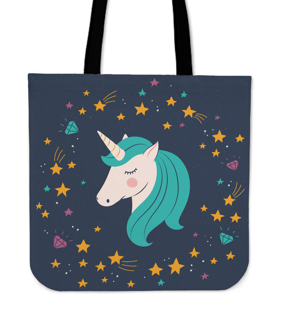 Midnight Blue Starry Night Unicorn Tote