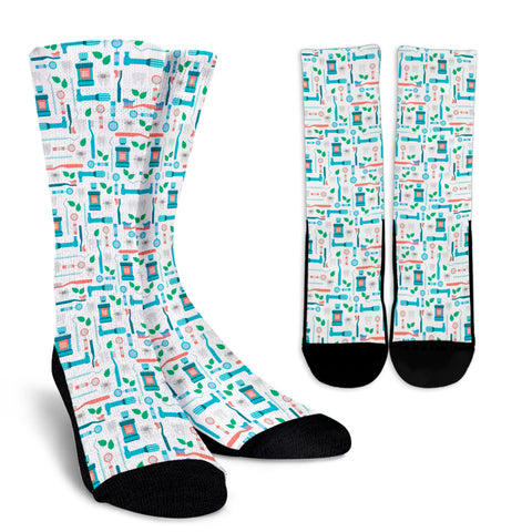 Minty Fresh Dental Instrument Pattern Crew Socks
