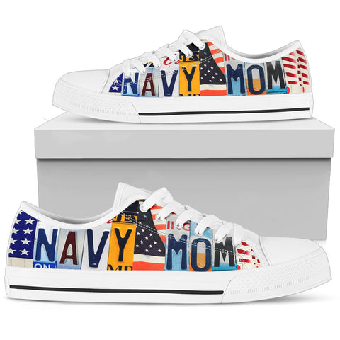 Proud Navy Mom Low Top Shoes