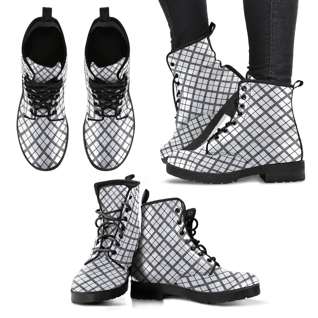 Squared Black & White P1 - Leather Boots for Women