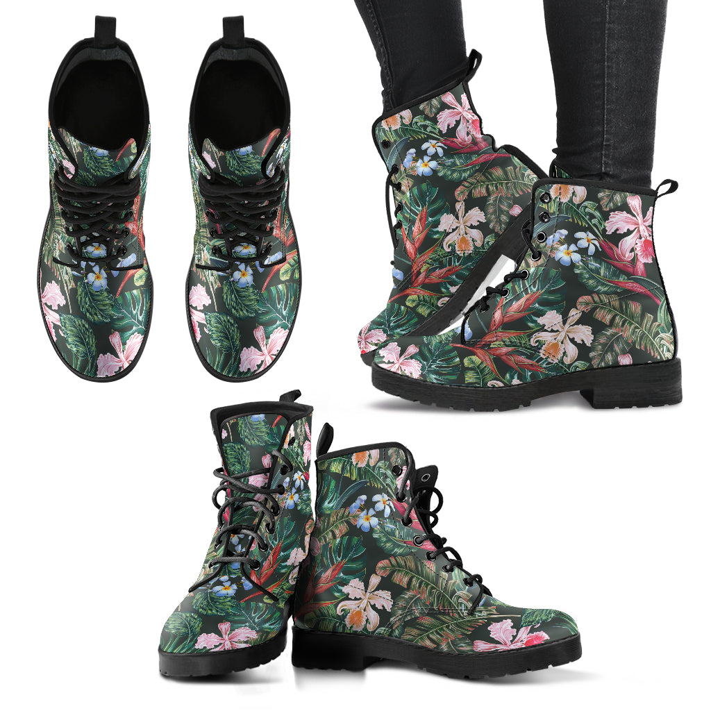 Tropical Flower Women's Leather Boots