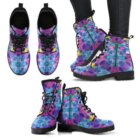 Colorful Dragonfly Women's Leather Boots