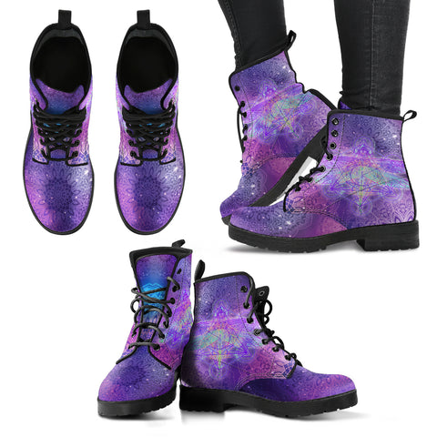 Glowing Mandala Dragonfly Women's Leather Boots