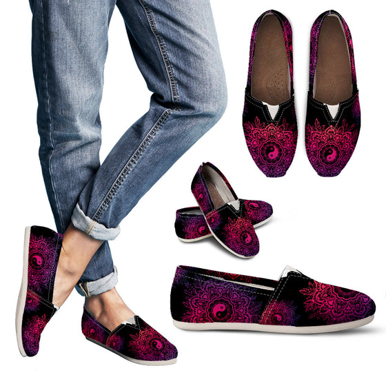 Black Neon Yin Yang Women's Casual Shoes