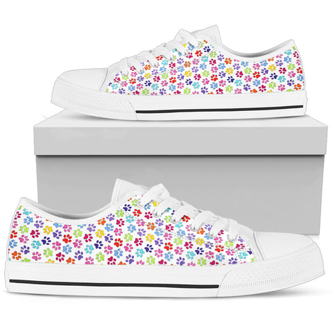 Painted Paw Print White Low Top Sneaker