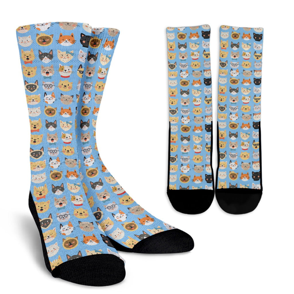 Cat Faces Socks (Blue)