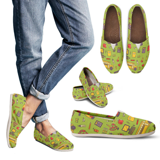 Back 2 School Green Casual Slip Ons