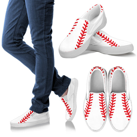 Classy Baseball Women`s Slip Ons