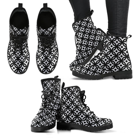 Inner Circles Black & White P1 - Leather Boots for Women