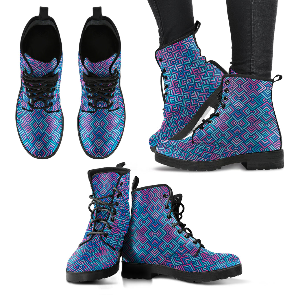 Geometric Women's Leather Boots