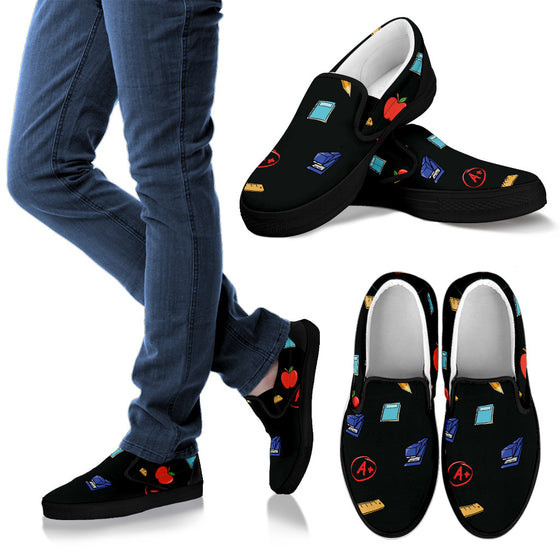 Teacher Appreciation Women's Slip Ons (Black)