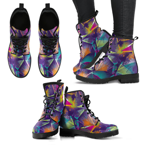 Colorful Geometric Women's Leather Boots