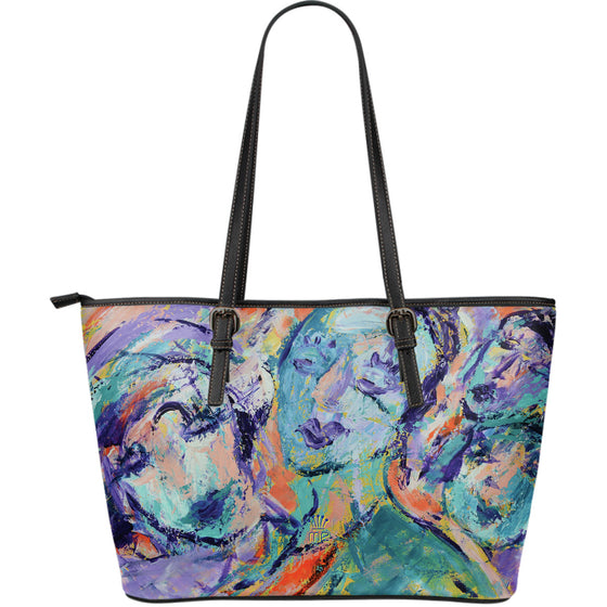 Colorful Leather Tote Bag