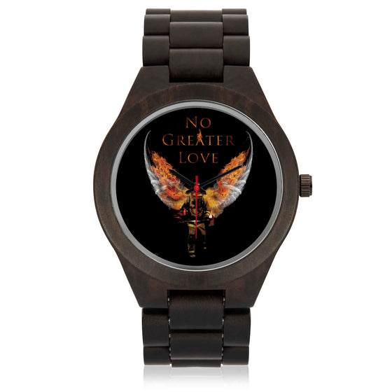 No Greater Love Firefighter Wooden Watch