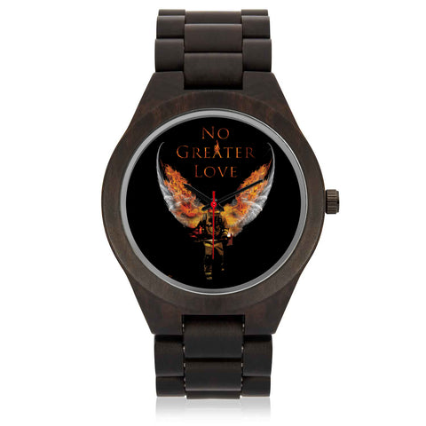 No Greater Love Firefighter Wooden Watch