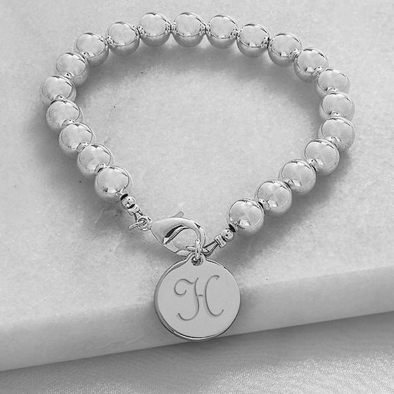 Personalized Silver Bead Bracelet