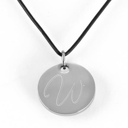 Leather Rope Necklace Round Pendant
