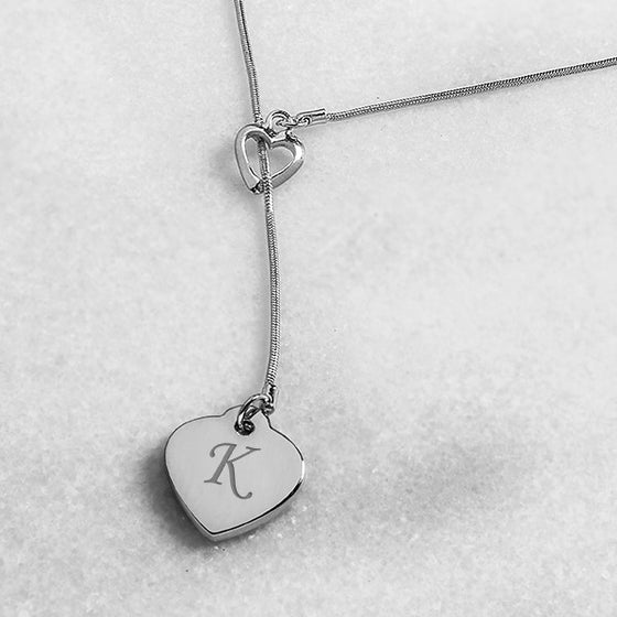 Personalized Double Heart Lariat Necklace