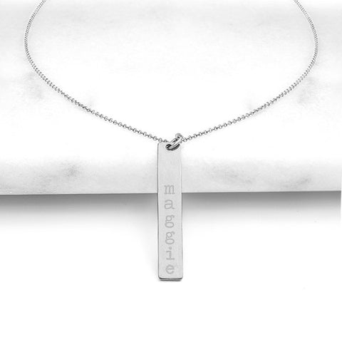 Silver Personalized Vertical Bar Necklace