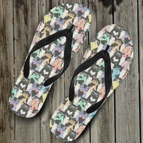 Cat Glasses Flip Flops