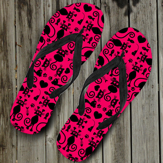 Cats Pink Flip-Flops