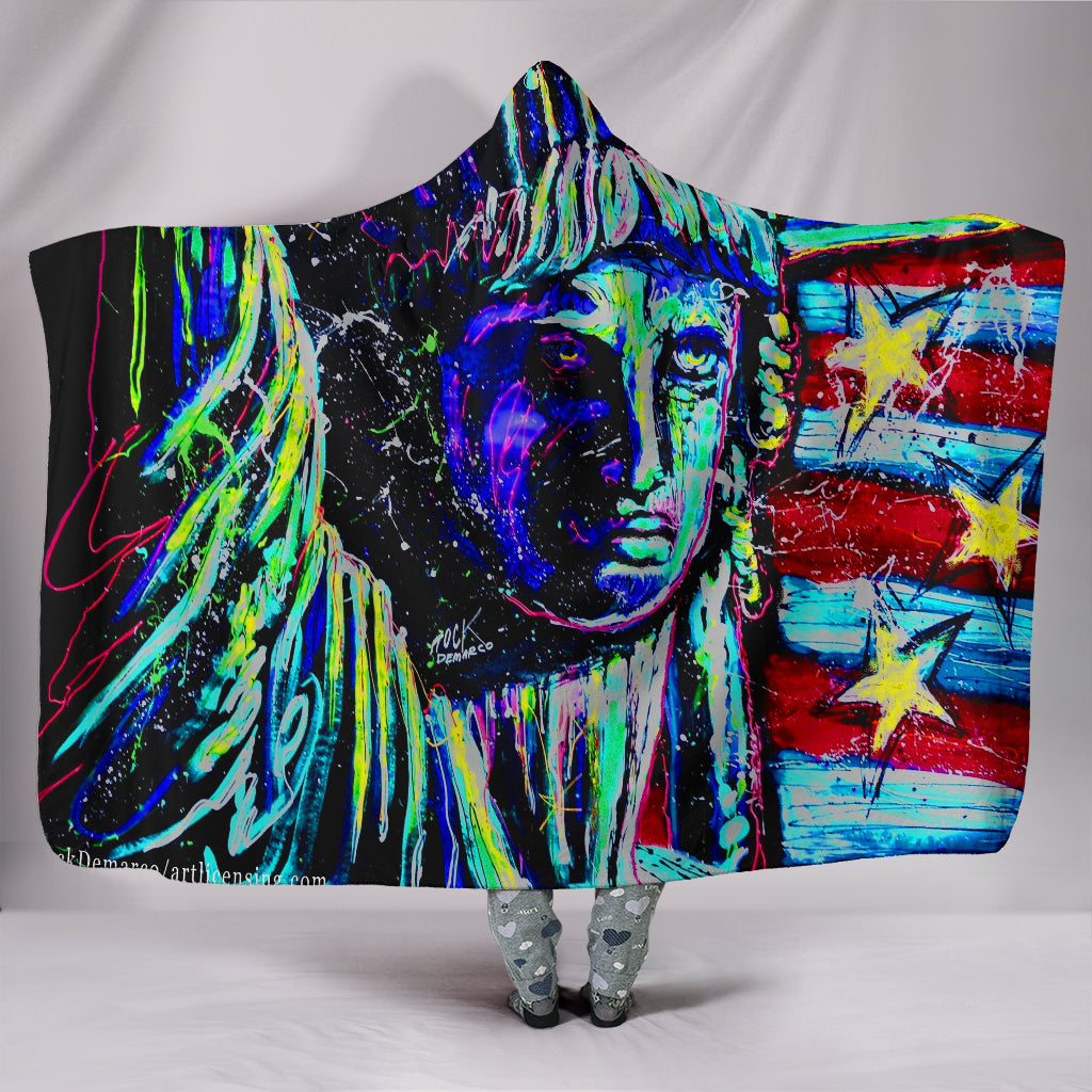 Statue of Liberty by Rock Demarco Hooded Blanket