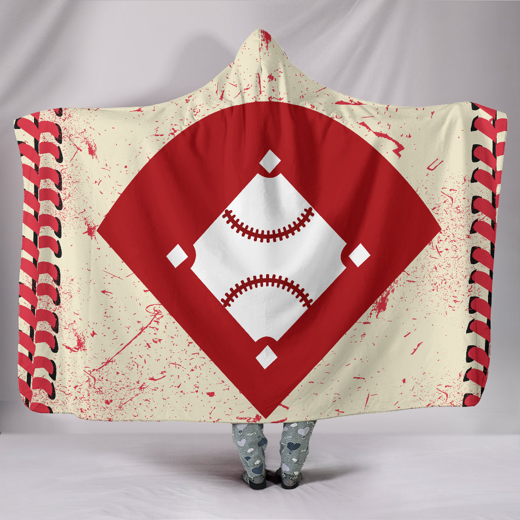 Baseball Stitches Hooded Blanket