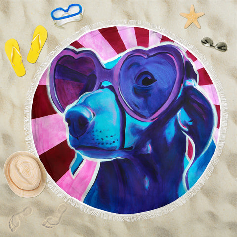 Sunglass Doxie Beach Blanket