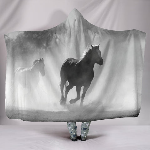 Clouded Horse Hooded Blanket