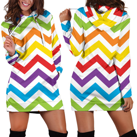 Rainbow Chevron Hoodie Dress