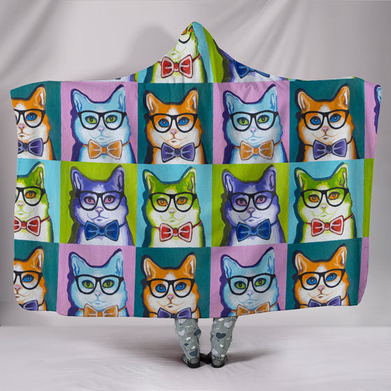 Funky Cat Hooded Blanket